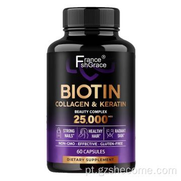 Biotin colágeno queratina crescimento suporta unhas de pele
